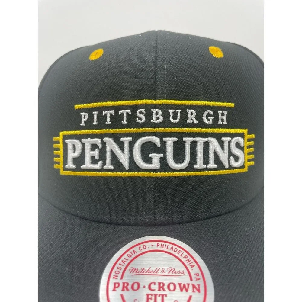 Pittsburgh Penguins Hat Mitchell & Ness Snapback‎ Adjustable Cap Side Patch NEW